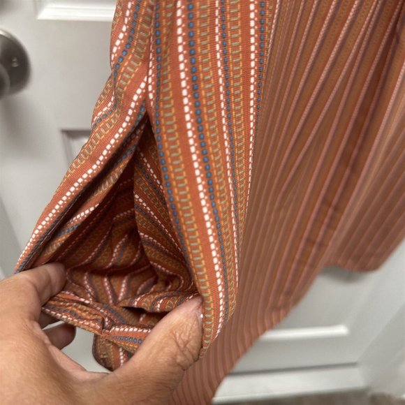 Entro Mini Dress Medium Oversized Orange Brown Flowy Boxy Pockets Popover - Picture 8 of 8